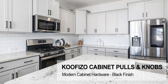 KOOFIZO Solid Square Bar Cabinet Handle - Black Furniture Pull