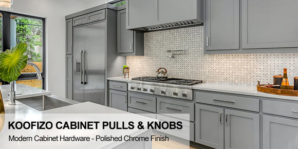 KOOFIZO Solid Square Bar Cabinet Handle - Chrome Furniture Pull